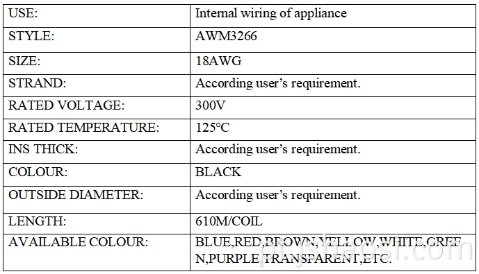 Xlpe wire awm3266 18# preto XLPE wire AWM3266 18# BLACK
